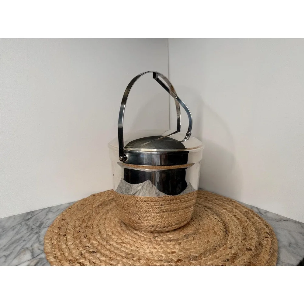 Vintage Art Deco style‎ silverplate, swingtop ice bucket, HEAVY